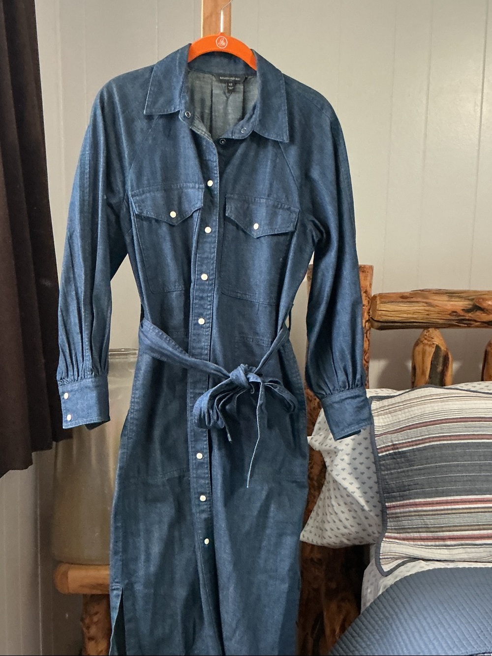 Banana Republic Indigo Denim Shirt Dress with Tie Waist